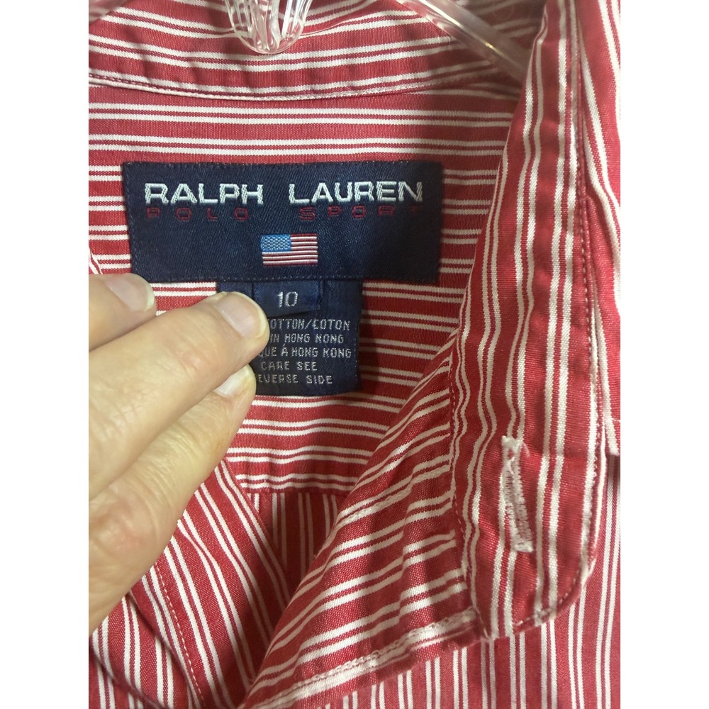 Ralph Lauren Polo Sport Womens Red White Striped Sleeveless Shirt 10 americana - Picture 7 of 7